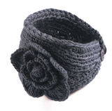 Charcoal Flower Crocheted Dread Head Band