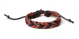 Braided Brown and Black Leather Dread Tie