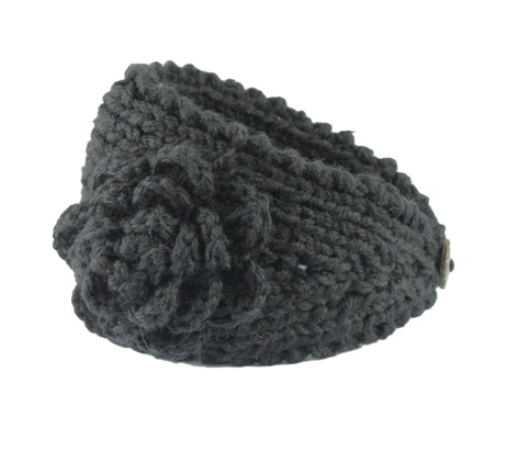 Black Flower Crocheted Dread Head Band
