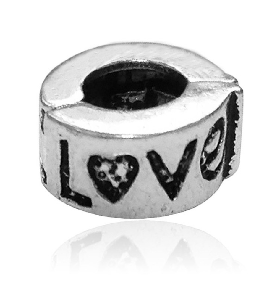 Clip on Love Pewter Dread Bead