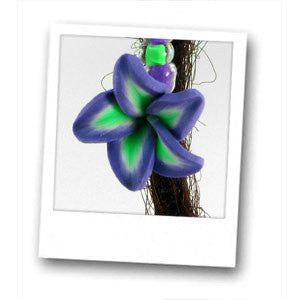 Clay Purple & Green Flower Dread Dangle